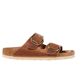 Brown Leather Sandals with Gold Buckles